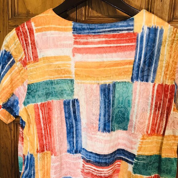 Alfred Dunner Women's PL Multicolor Knit Short Sleeve Poly Blend Pullover Top - Picture 5 of 7